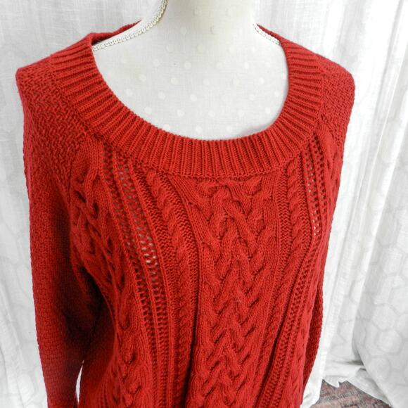 Lovers + Friends So Good Cable Knit Sweater Size S Red Pullover Jumper Chunky - Picture 3 of 9